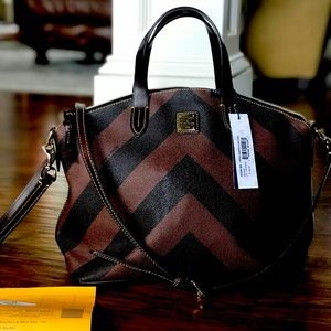 Dooney Large Gabriela Satchel- Brown Chevron - Excellent Condition!